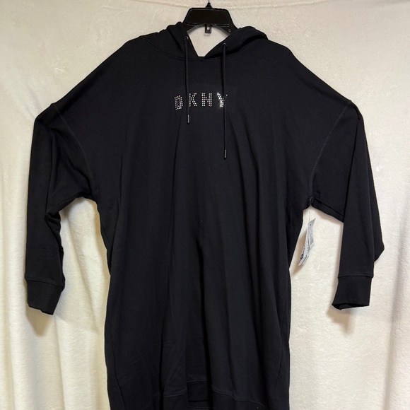 DKNY Sport Women's Hoodie 3X Black Rhinestone Logo Sweater Long Sleeve NEW - Picture 1 of 10